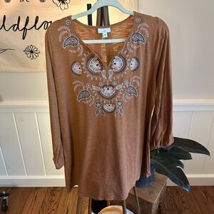 J.Jill Pima Cotton Embroidered Tunic